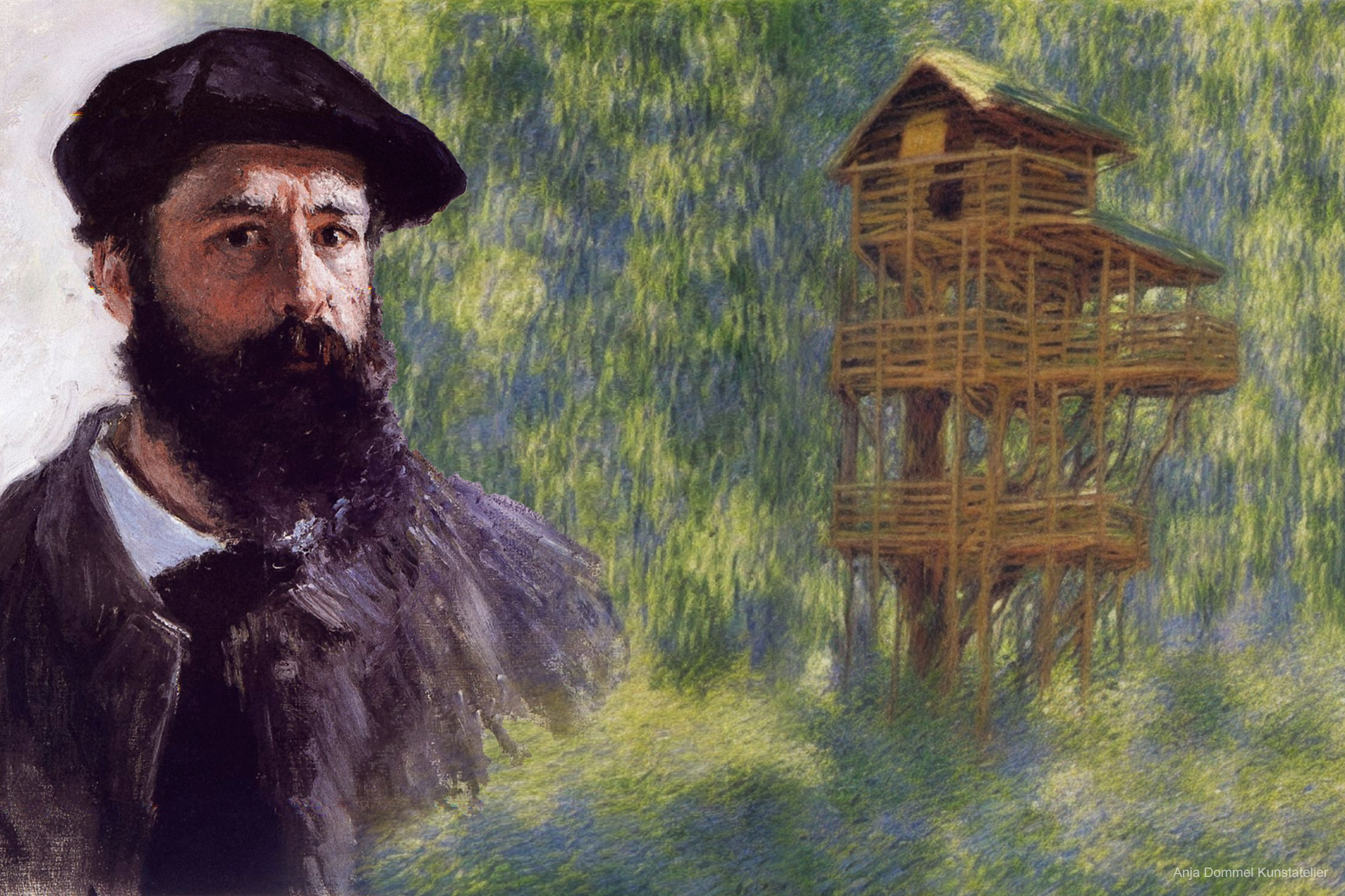 Anja Dommel, Claude Monet, Baumhaus, KI Kunst, http://www.monet.galeria.lap.pl/, Public Domain, https://commons.wikimedia.org/w/index.php?curid=5608086