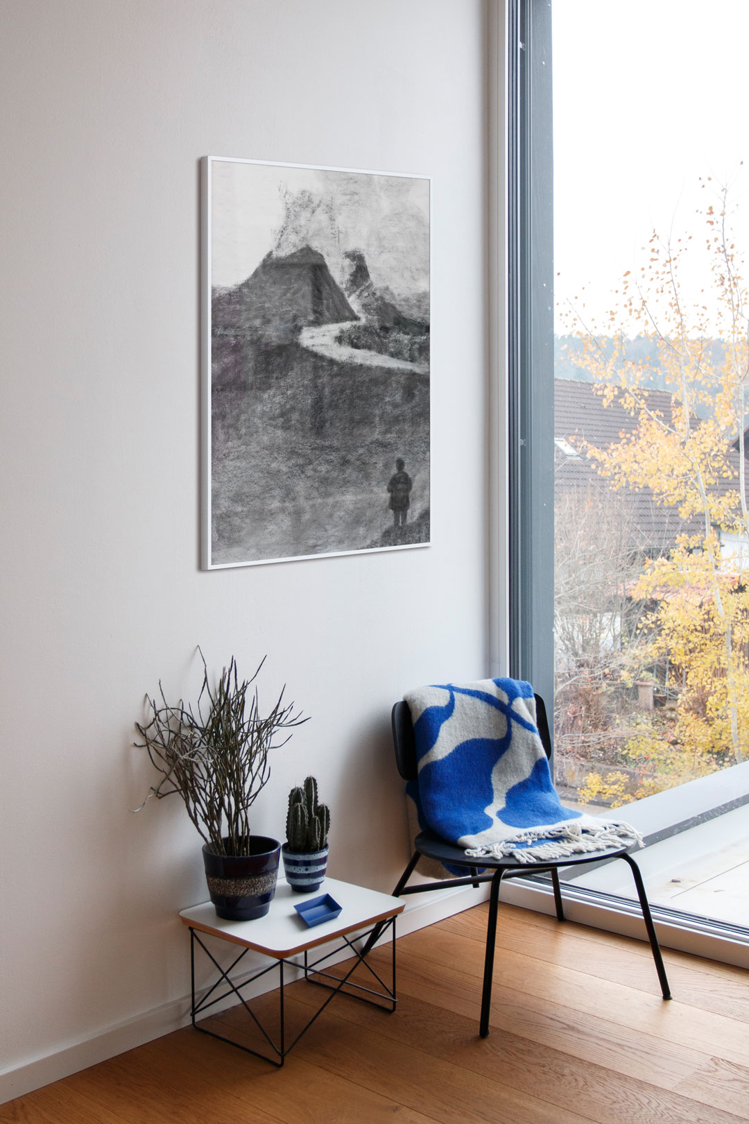 Sitzecke im Nordic Design mit Original Kunst inspiriert von Island