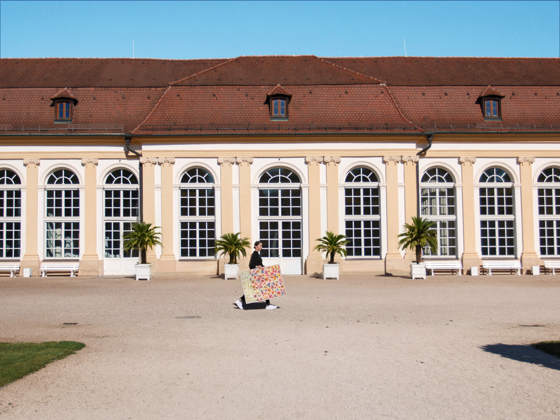 Brautstrauß trocknen und konservieren in Farbe auf Leinwand im Hofgarten Ansbach mit Orangerie